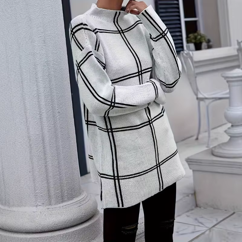 Pull tricoté à col rond pour femme