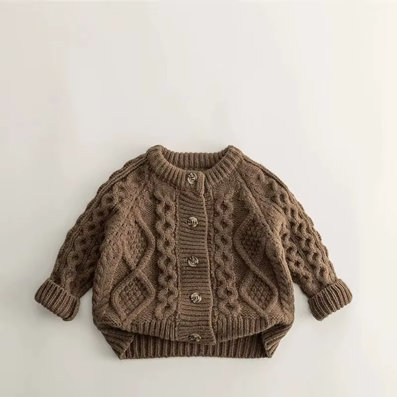 Cardigan tricoté pour enfants, pull de couleur unie, manteau pour bébé, collection printemps-automne