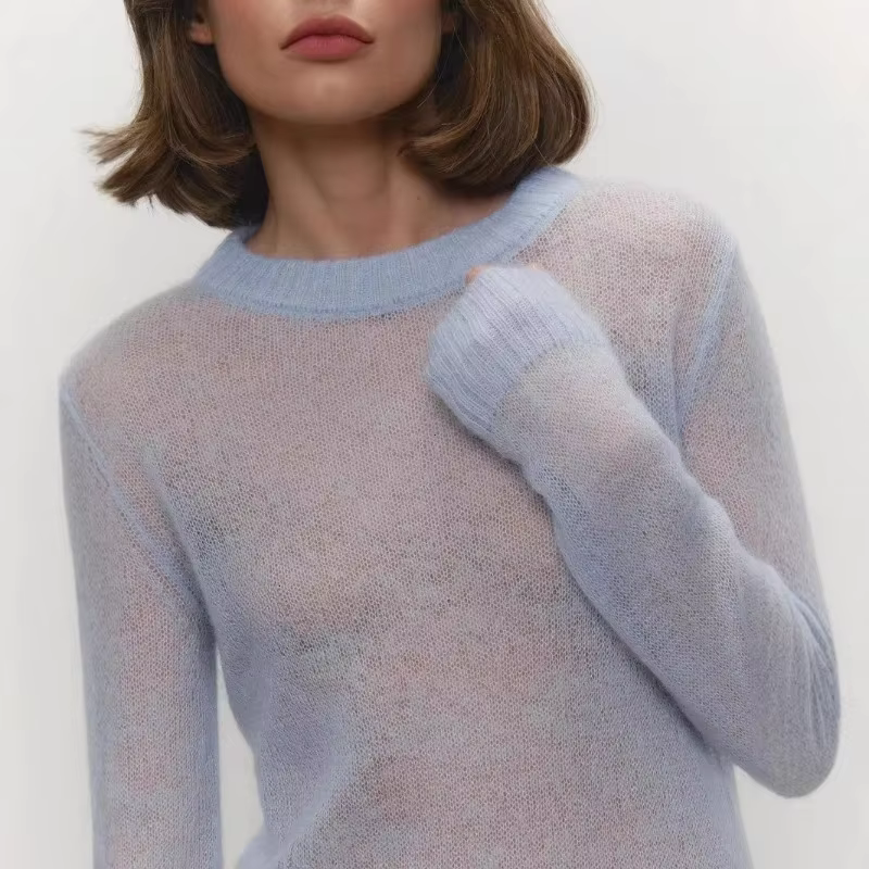 Pull à manches longues et col rond pour femme