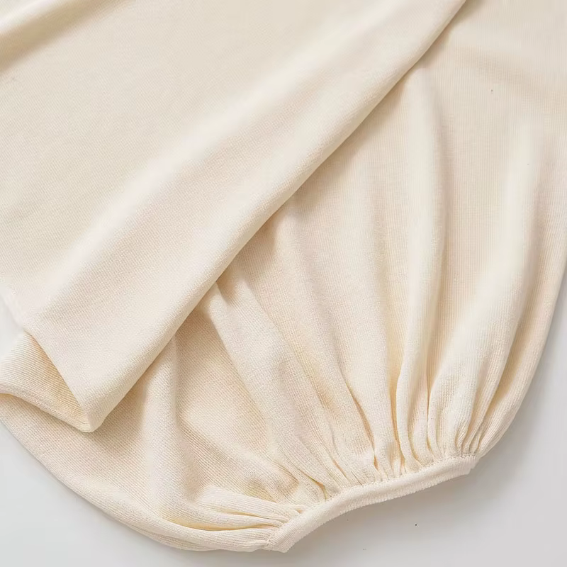TFAFXY 2026 – Nouveau pull décontracté chic en maille unie beige à manches chauve-souris amples pour femme