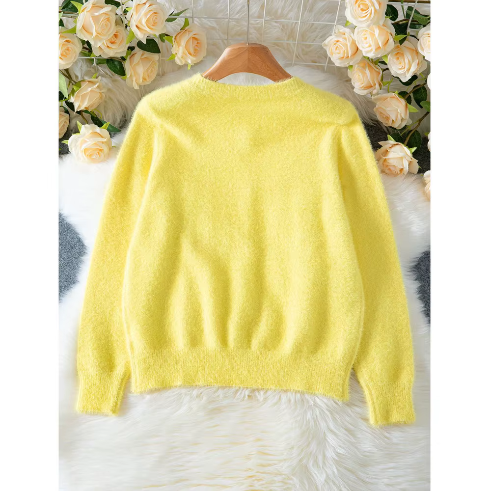 Cardigan jaune à manches longues pour femme
