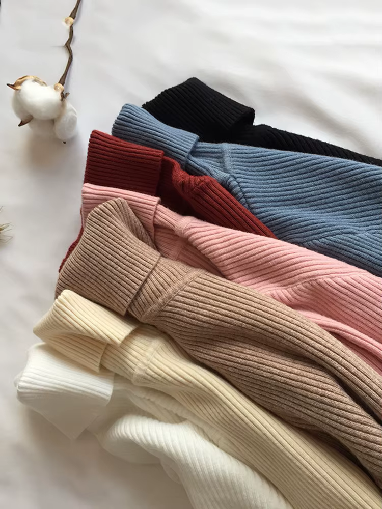 Pull tricoté côtelé épais pour femme