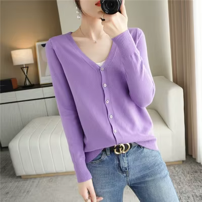 Cardigans femmes 2025 printemps automne tricots mode coréenne Cardigan Style court hauts col en v tricoté vêtements d'extérieur chandails solides