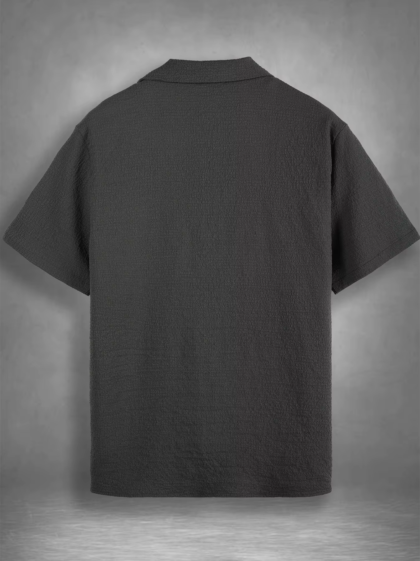 Chemise à col cubain texturée pour homme, décontractée et respirante, à manches courtes, pour l'été