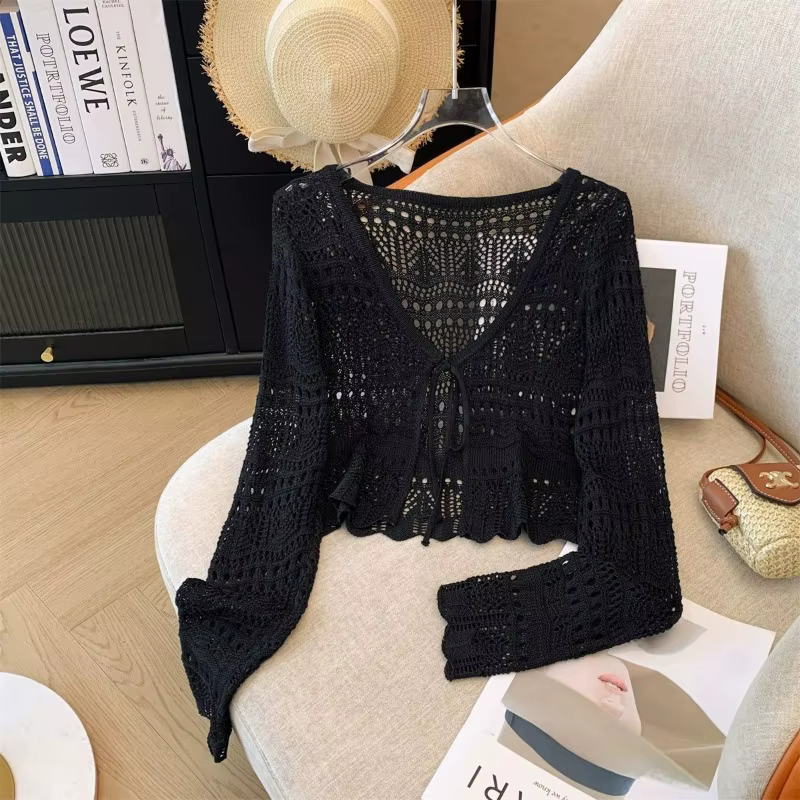 Cardigan tricoté à manches longues pour femme