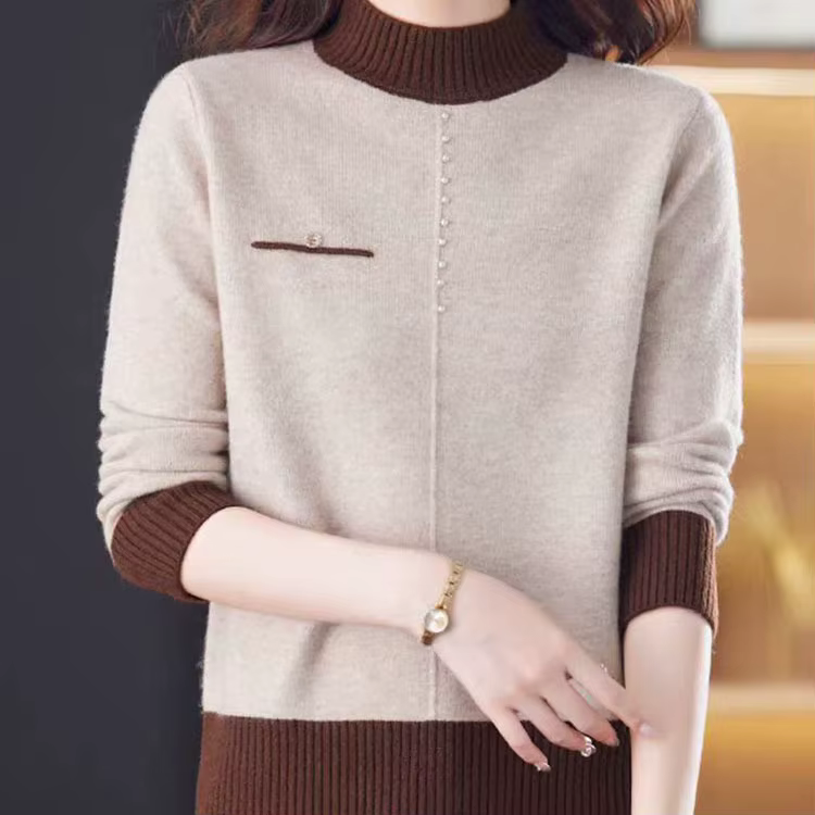 Top femme vêtements Vintage femmes pull mode élégant demi col haut