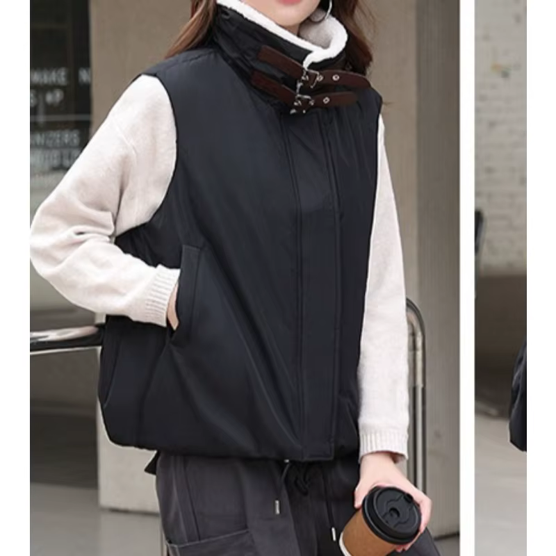 2025 hiver nouveau gilet col en laine d'agneau coton