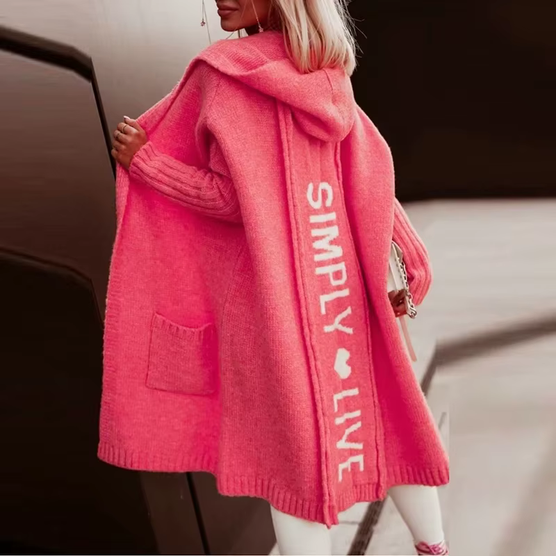 Cardigan à Capuche Long et Élégant pour Femme