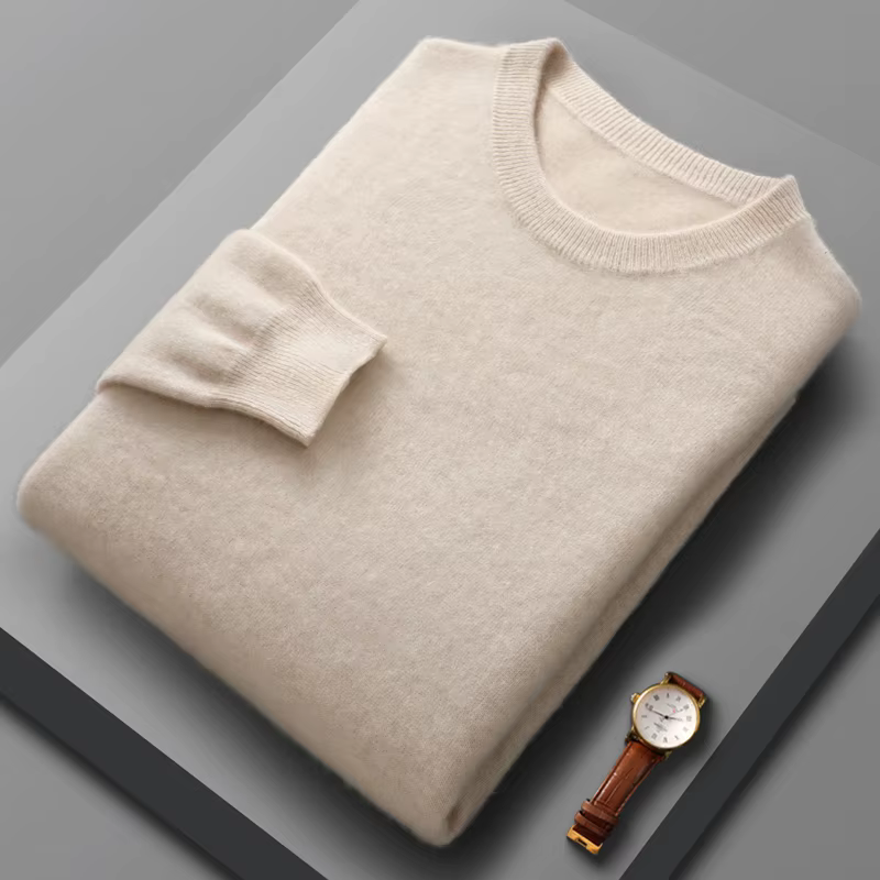 Pull en laine mérinos pour hommes, col rond, tricoté, à capuche, en cachemire similaire, polyvalent, basique, nouvelle collection printemps automne 100%