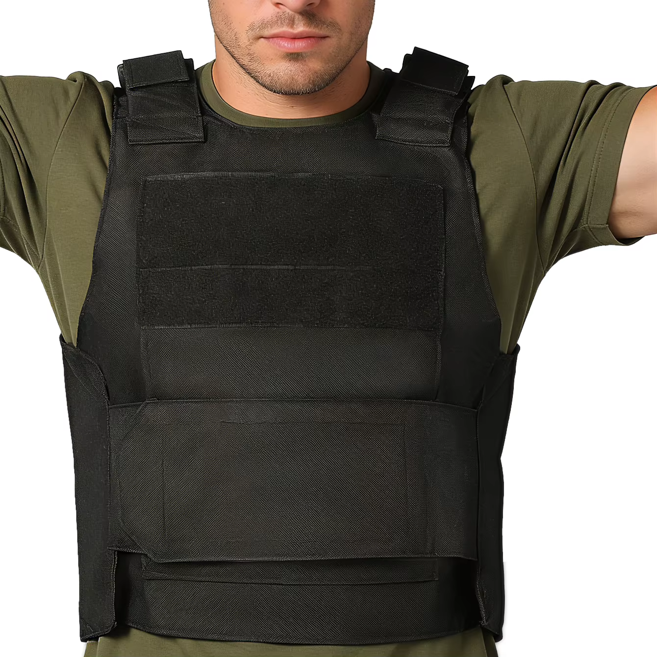 Gilet de chasse avec bretelles et ceinture ajustables en velcro élargis, fabriqué en tissu durable et résistant à l'usure