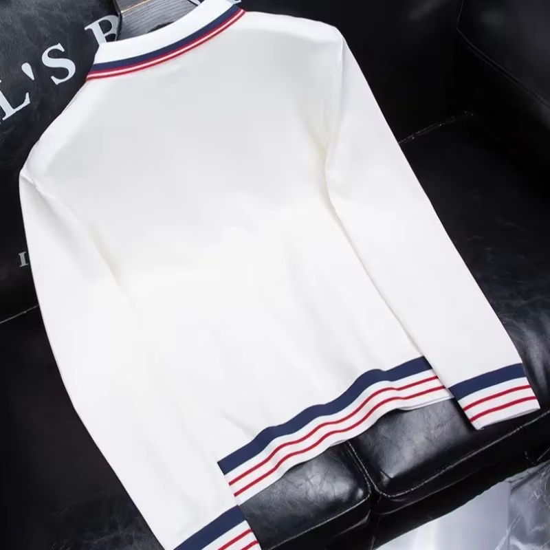 Sweat-shirt Slim Fit à Manches sulfpour Homme, Pull Moulant, Streetwear, Blanc, Polyester, Marque de Créateur, Polo, T-shirt, Taille S