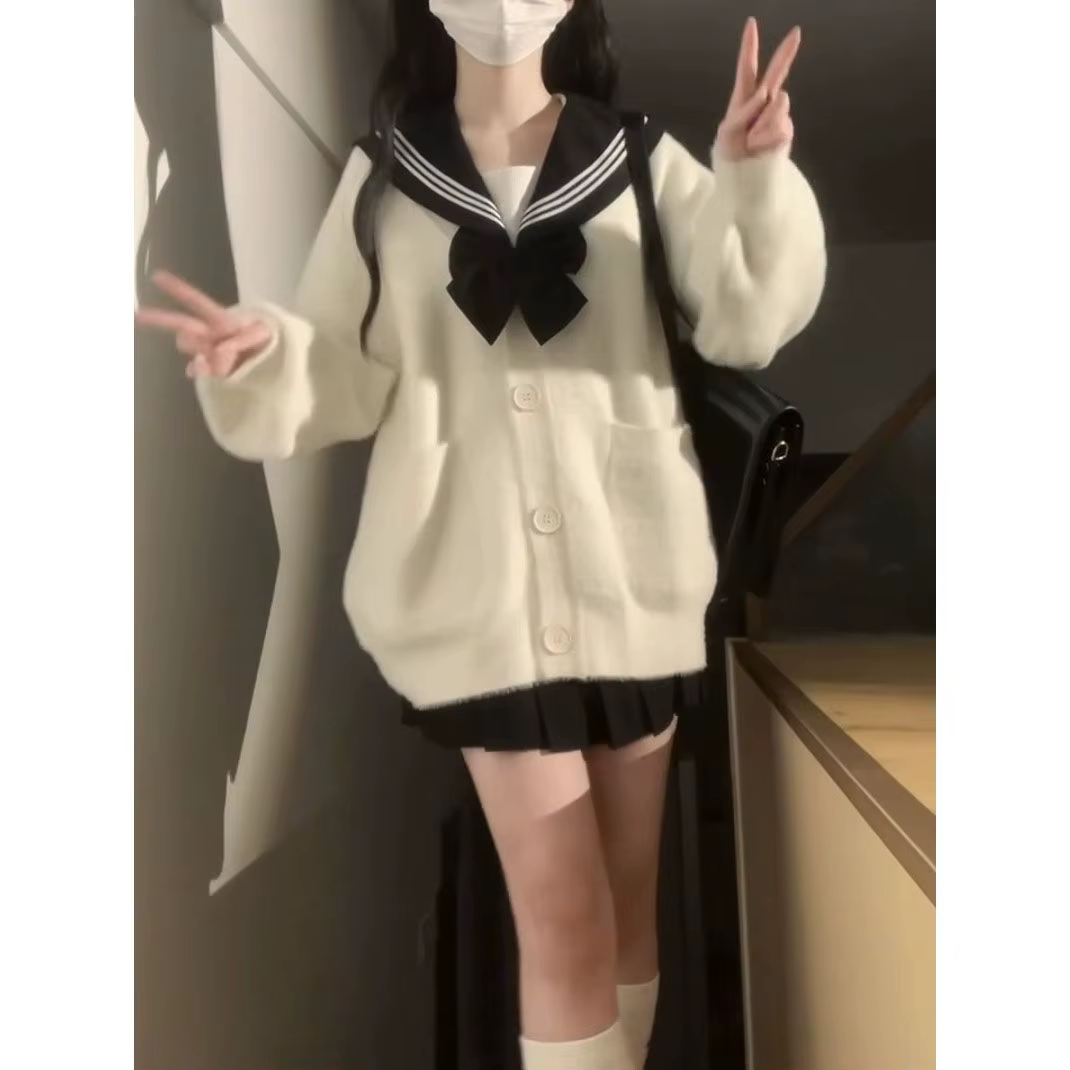 Manteau pull en laine japonais de style collégial pour femmes petites
