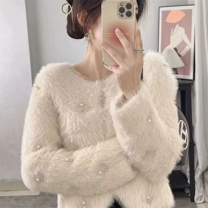 Cardigan tricoté en velours pour femme