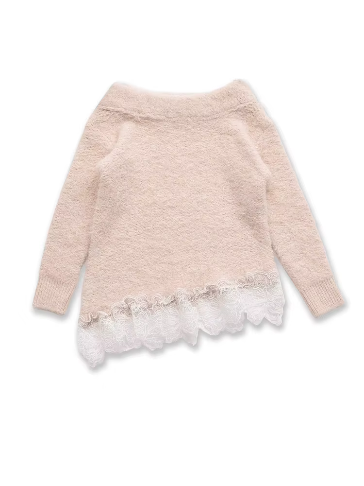 Pull-over Printemps Uni à Col Unique pour Femme