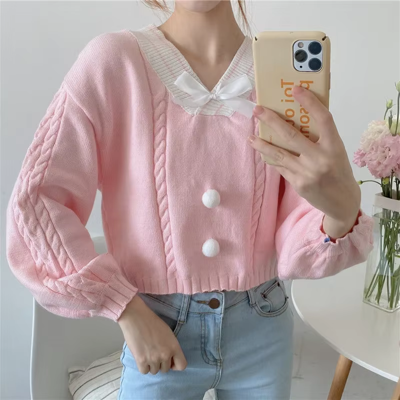 Lucyever-Pulls en tricot à nœud papillon doux pour femmes