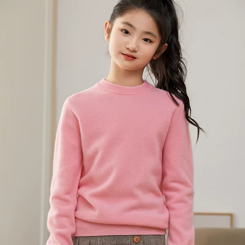 Pull en laine mérinos 100% pour enfants, pull épais et chaud en cachemire à manches longues et col rond, pour garçons et filles, automne et hiver