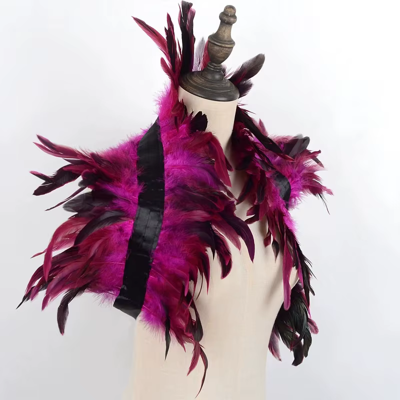 Col Cape en plumes véritable, Design gothique de cygne pour femmes, spectacle sur scène d'halloween, enveloppe d'épaule gothique Lolita