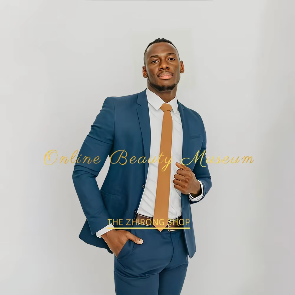 Costume formel beige pour homme 2 pièces (veste + pantalon) – Coupe ajustée pour affaires, mariage, banquet, anniversaire, conférence – Smoking sur mesure