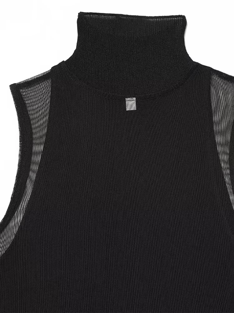 Robe Double couche sans manches à col roulé pour femmes