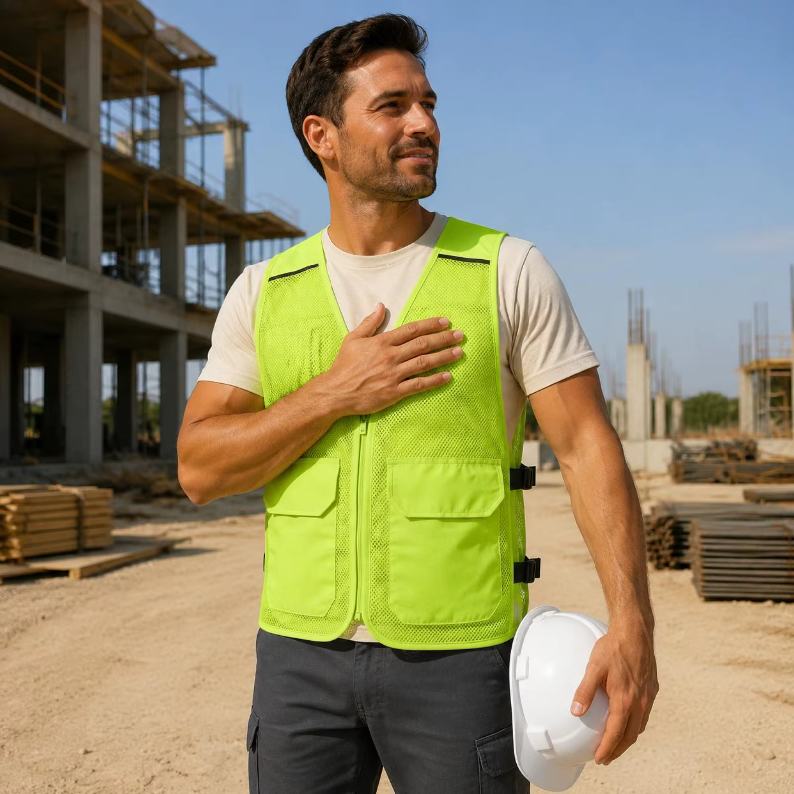 Gilet rafraîchissant d'été respirant, vêtement de sécurité anti-chaleur haute visibilité pour les travailleurs, les chantiers de construction et les activités de plein air