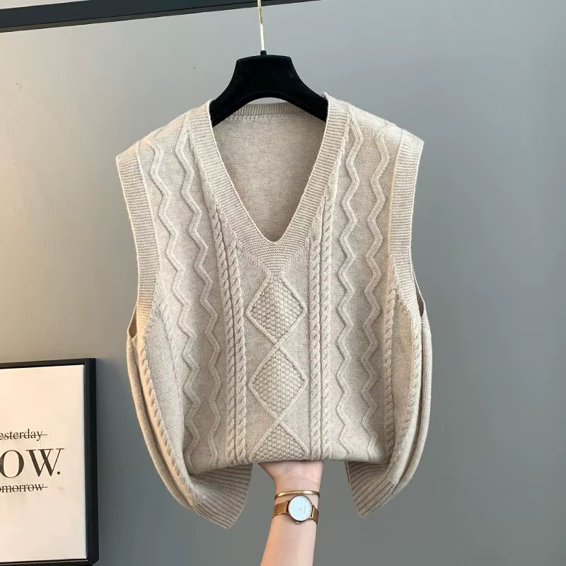 Gilet gilet veste automne gilet nouveau tricoté femmes pull col en v ample hiver cheval pince vêtements chauds