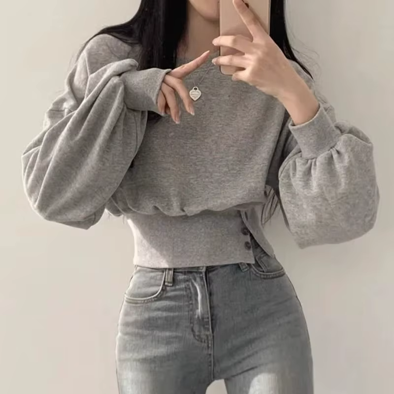 Pull uni pour femme, haut esthétique basique