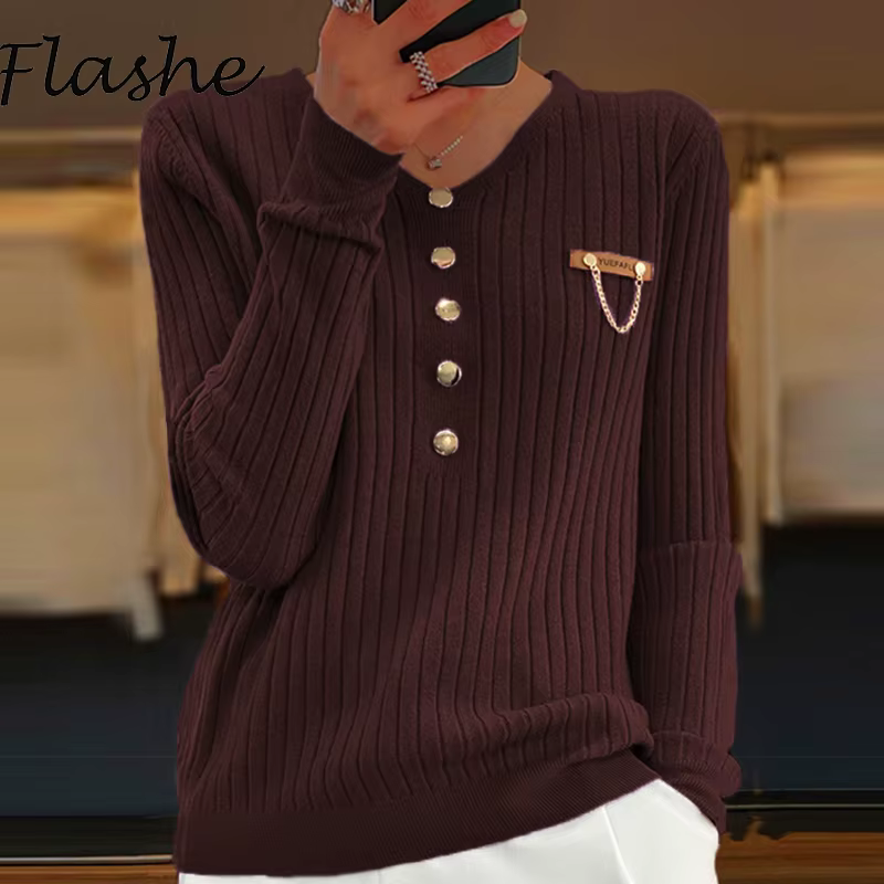 Pull en tricot à manches longues pour femme
