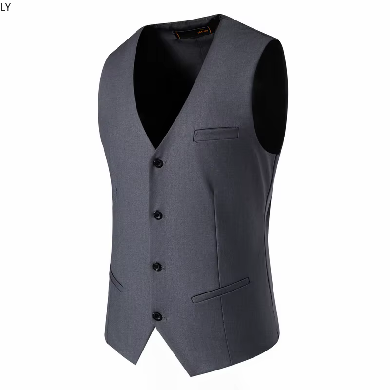 Gilet de costume pour hommes, intelligent, décontracté, sans manches, simple boutonnage, couleur unie, costume formel pour mariage, printemps, été, automne